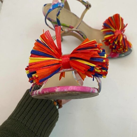 J. CREW COLLECTION pom pom stiletto multicolor heels - Picture 9 of 11
